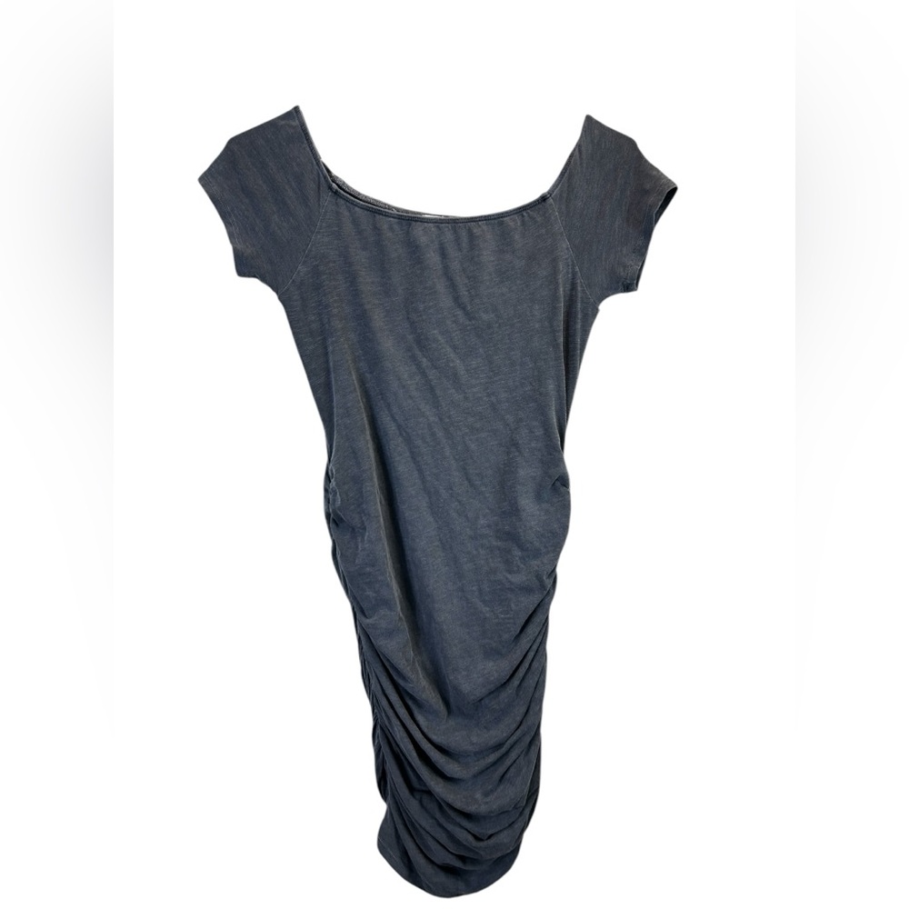 Sundry Gray Cotton Blend Short Raglan Sleeve Ruched Side Dress Size 0